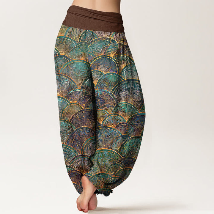 Buddha Stones Harembroek voor dames van 100% Cotton met turquoise Waaier en elastische Taille - image 6