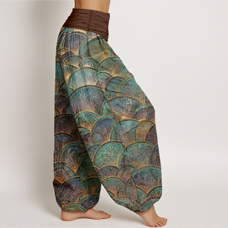 Buddha Stones Harembroek voor dames van 100% Cotton met turquoise Waaier en elastische Taille - image 7