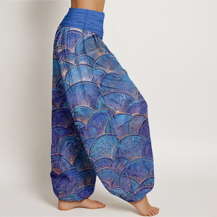 Buddha Stones Harembroek voor dames van 100% Cotton met turquoise Waaier en elastische Taille - image 10