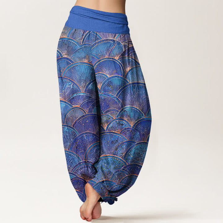 Buddha Stones Harembroek voor dames van 100% Cotton met turquoise Waaier en elastische Taille - image 9