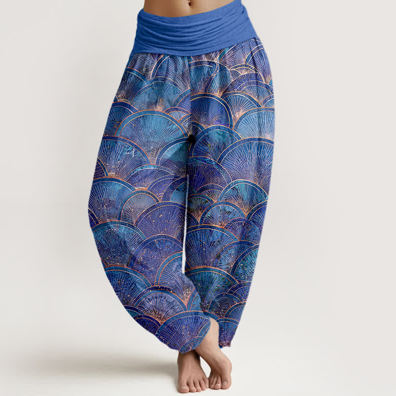 Buddha Stones Harembroek voor dames van 100% Cotton met turquoise Waaier en elastische Taille - Koningsblauw - US16, UK/AU20, EU48 (3XL) - image 8