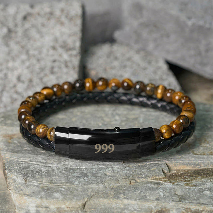 Buddha Stones Tijgeroog Engelengetallen Dubbele Wikkel Leren Armband - Tijgeroog (Polsomtrek: 18-19 cm) - 999 - image 35
