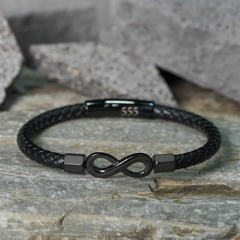 Buddha Stones Leren Armband met engelengetallen en oneindigheidssymbool. - image 19
