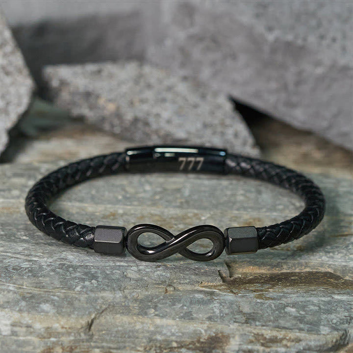 Buddha Stones Leren Armband met engelengetallen en oneindigheidssymbool. - image 27