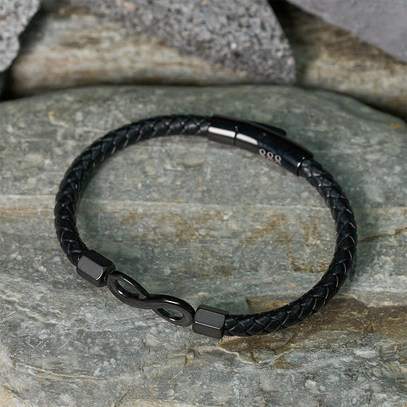 Buddha Stones Leren Armband met engelengetallen en oneindigheidssymbool. - image 32