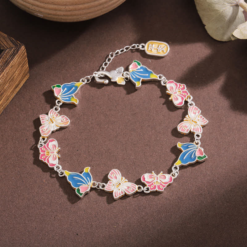 Buddha Stones Verstelbare Armband met vlinder van koperkleurig emaille en de tekst "Love". - Koper (Polsomtrek: 17-21 cm) - image 0