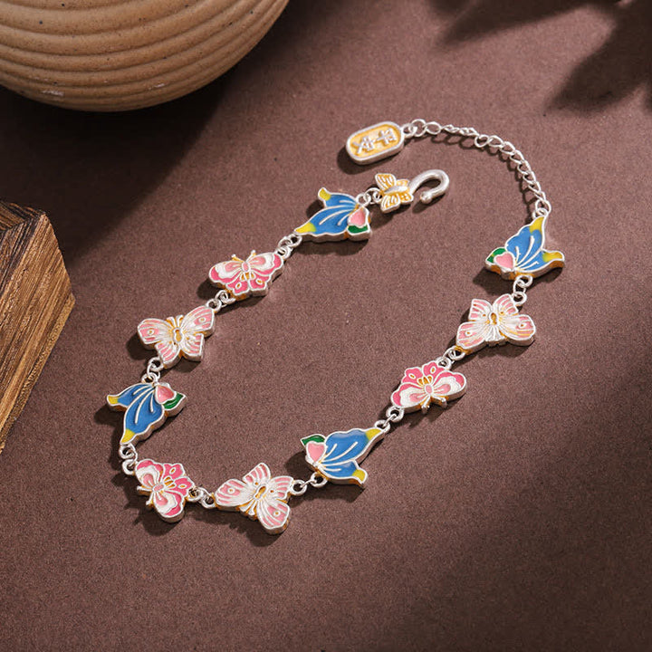 Buddha Stones Verstelbare Armband met vlinder van koperkleurig emaille en de tekst "Love". - image 1