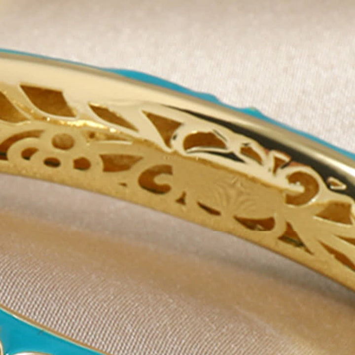 Buddha Stones Koperen Lotus Cloisonné Emaille Verlichting Bangle Armband - image 4