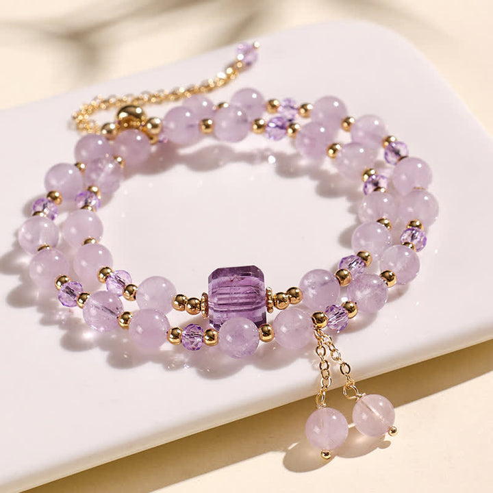 Buddha Stones Natuurlijke aardbeikwarts dubbele wikkel kristallen helende Armband - image 19