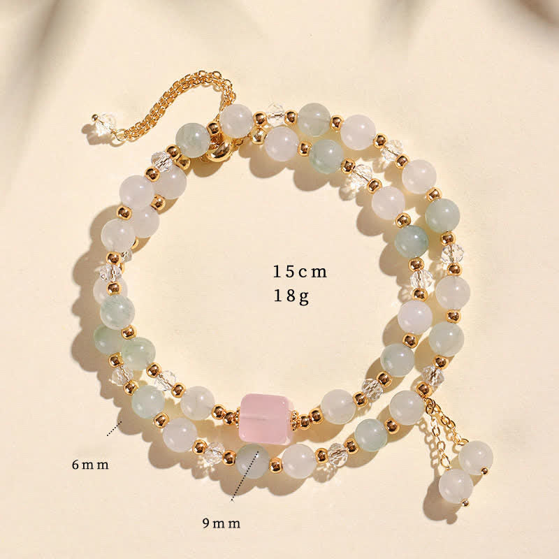 Buddha Stones Natuurlijke aardbeikwarts dubbele wikkel kristallen helende Armband - Tianshan-jade (Polsomtrek: 14-15 cm) - image 16