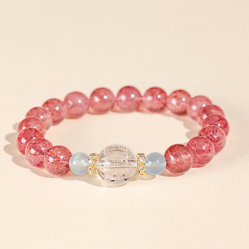 Buddha Stones Aardbeikwarts Blauwe Tijgeroog Positieve Armband - image 1