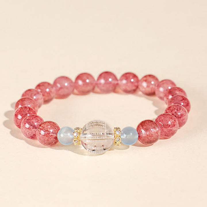Buddha Stones Aardbeikwarts Blauwe Tijgeroog Positieve Armband - image 1