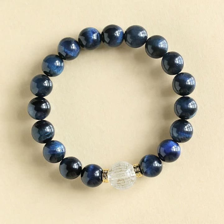 Buddha Stones Aardbeikwarts Blauwe Tijgeroog Positieve Armband - Blauwe tijgeroog (Polsomtrek: 16-17 cm) - image 5