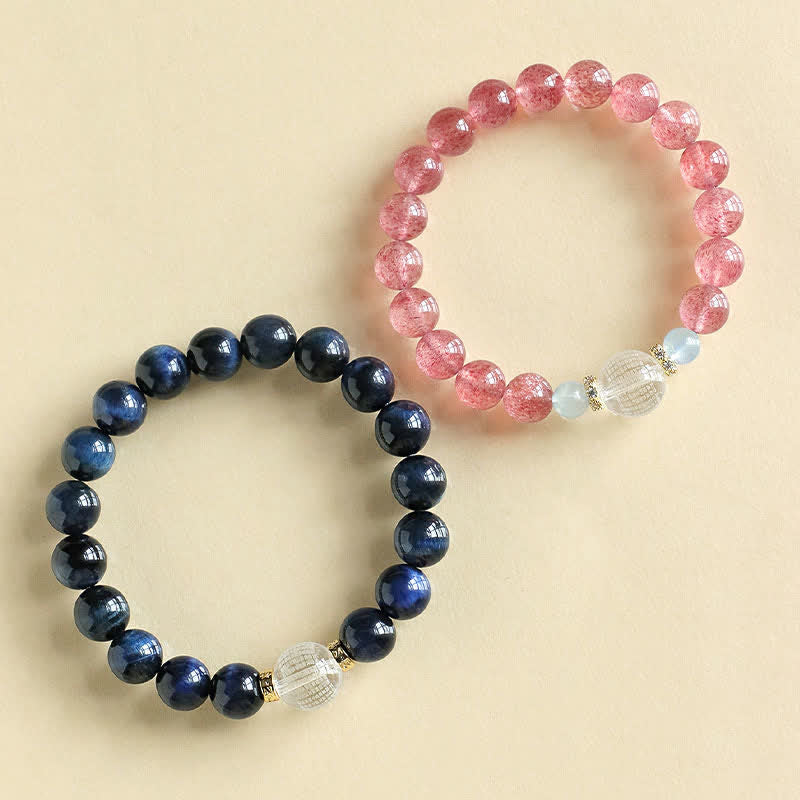 Buddha Stones Aardbeikwarts Blauwe Tijgeroog Positieve Armband - image 10
