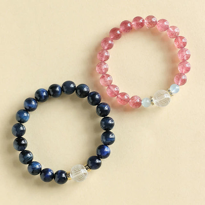 Buddha Stones Aardbeikwarts Blauwe Tijgeroog Positieve Armband - image 10