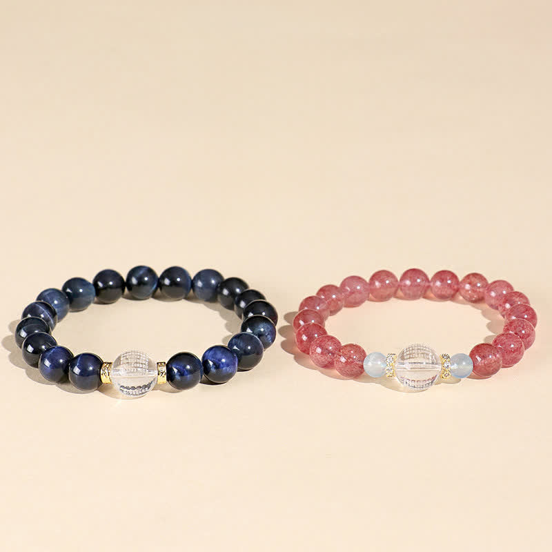 Buddha Stones Aardbeikwarts Blauwe Tijgeroog Positieve Armband - image 11