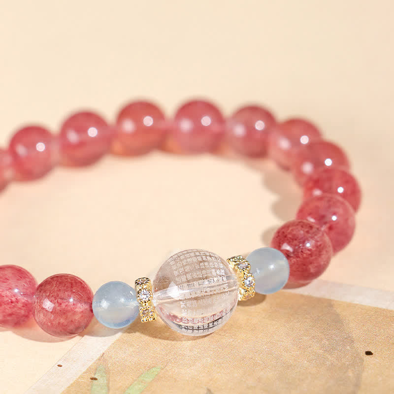 Buddha Stones Aardbeikwarts Blauwe Tijgeroog Positieve Armband - image 2