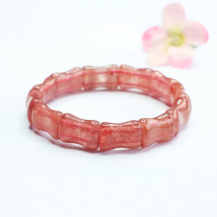 Buddha Stones Aardbeikwarts Bamboe Positieve Armband - image 0