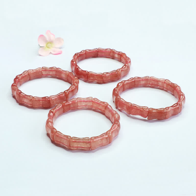 Buddha Stones Aardbeikwarts Bamboe Positieve Armband - image 3