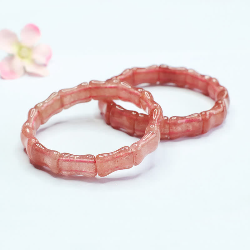 Buddha Stones Aardbeikwarts Bamboe Positieve Armband - image 1