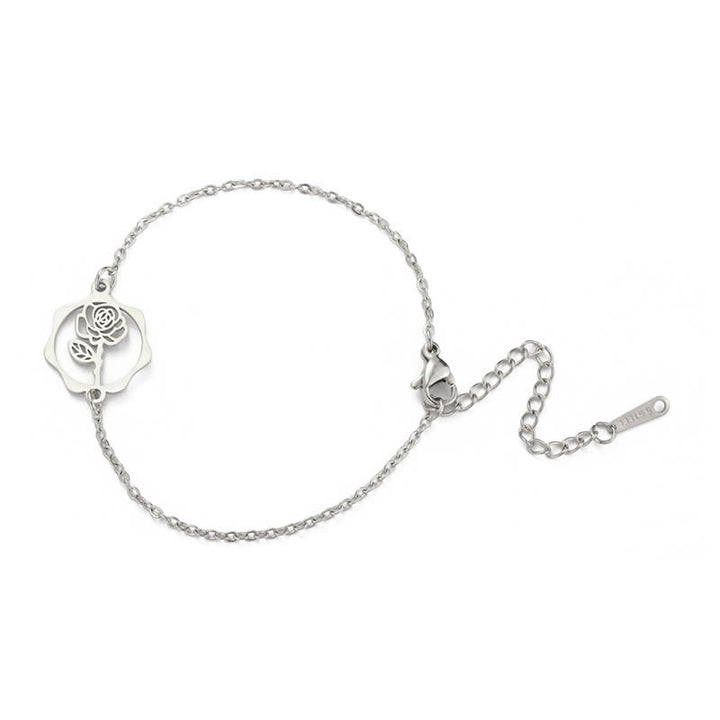 Buddha Stones Titanium stalen geboortebloem Armband voor een nieuw begin - Roos - Zilverkleurig titaniumstaal - image 1