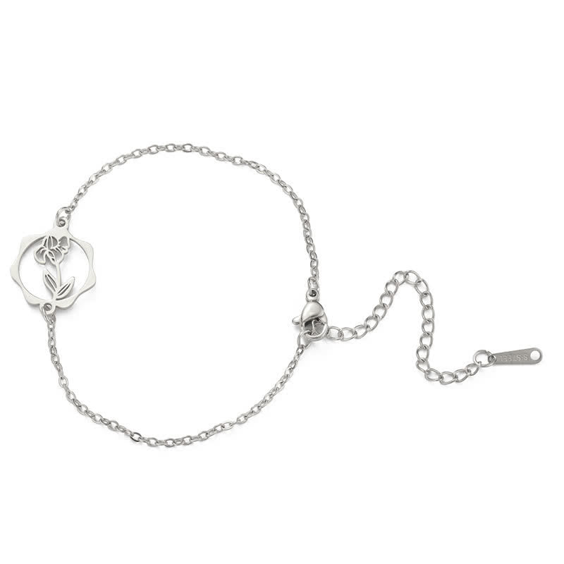 Buddha Stones Titanium stalen geboortebloem Armband voor een nieuw begin - Iris - Zilverkleurig titaniumstaal - image 7