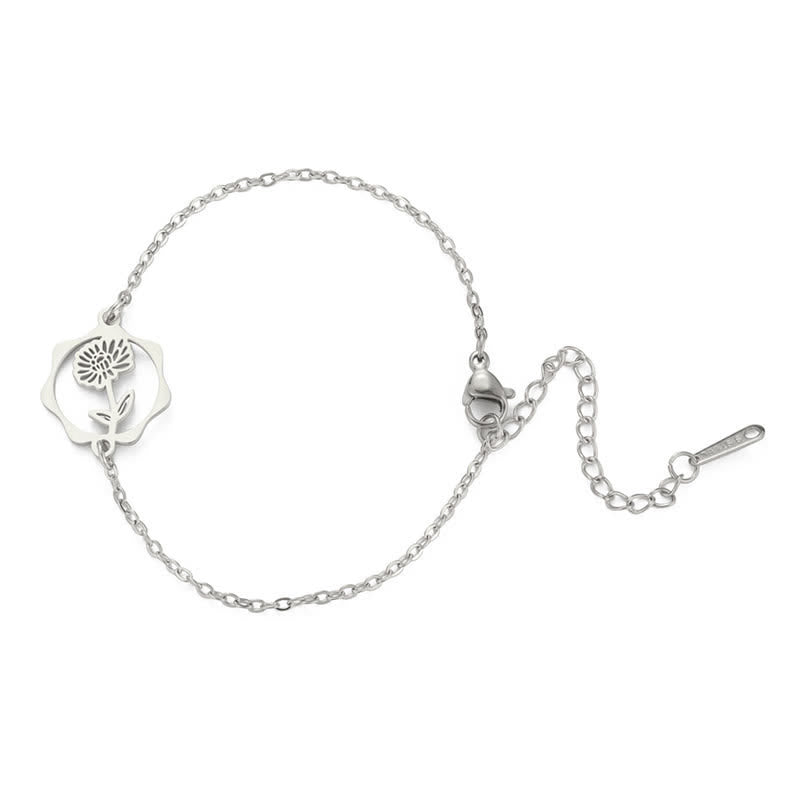 Buddha Stones Titanium stalen geboortebloem Armband voor een nieuw begin - Chrysant - Zilverkleurig titaniumstaal - image 10