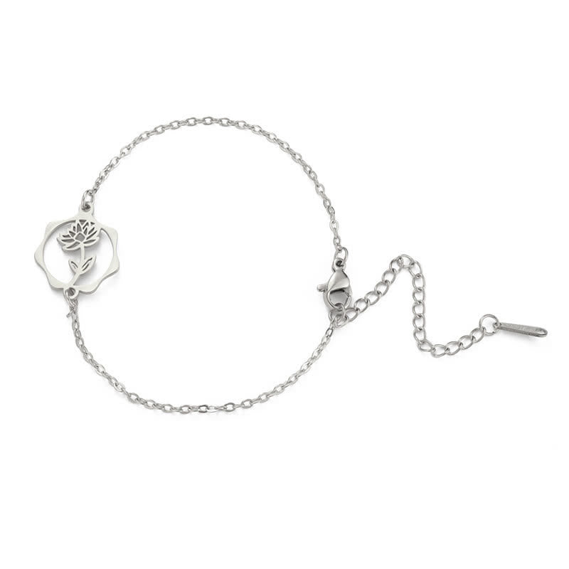 Buddha Stones Titanium stalen geboortebloem Armband voor een nieuw begin - Lotus - Zilverkleurig titaniumstaal - image 22
