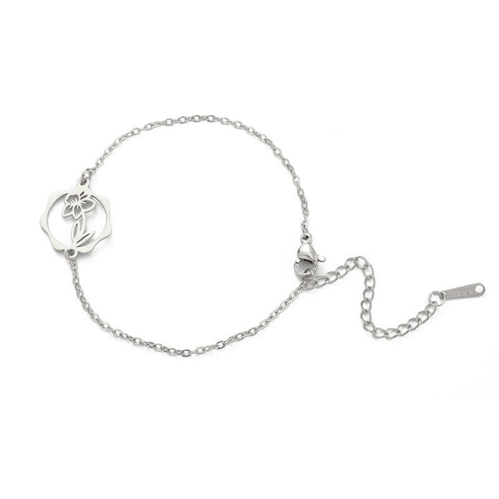 Buddha Stones Titanium stalen geboortebloem Armband voor een nieuw begin - Narcissus - Zilverkleurig titaniumstaal - image 28