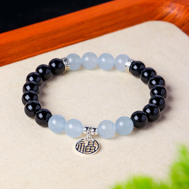 Buddha Stones Zwarte Onyx Fu karakter kralen Armband - image 14