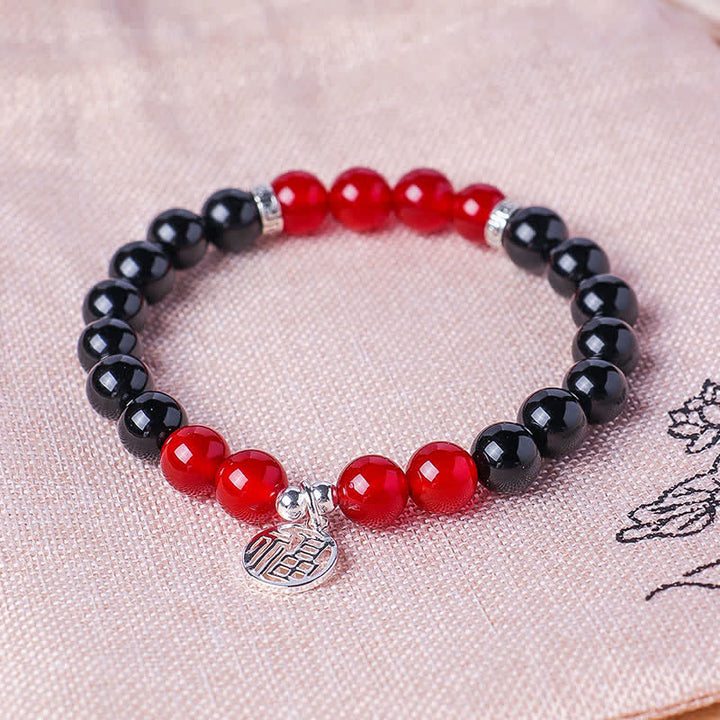 Buddha Stones Zwarte Onyx Fu karakter kralen Armband - image 10