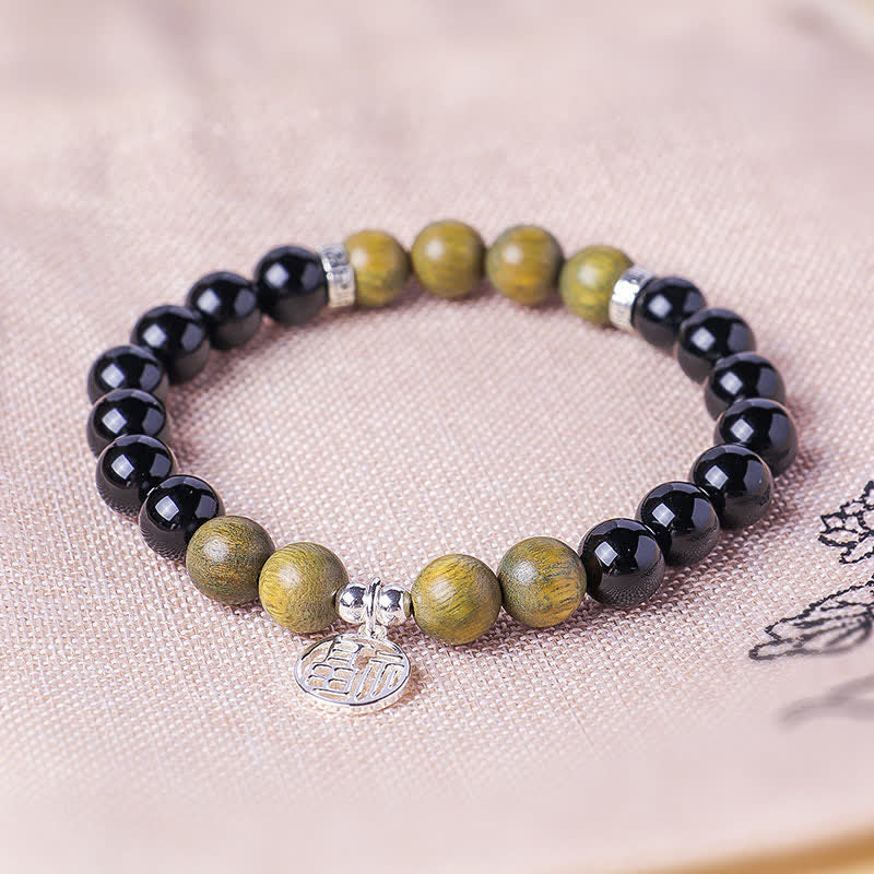 Buddha Stones Zwarte Onyx Fu karakter kralen Armband - image 17