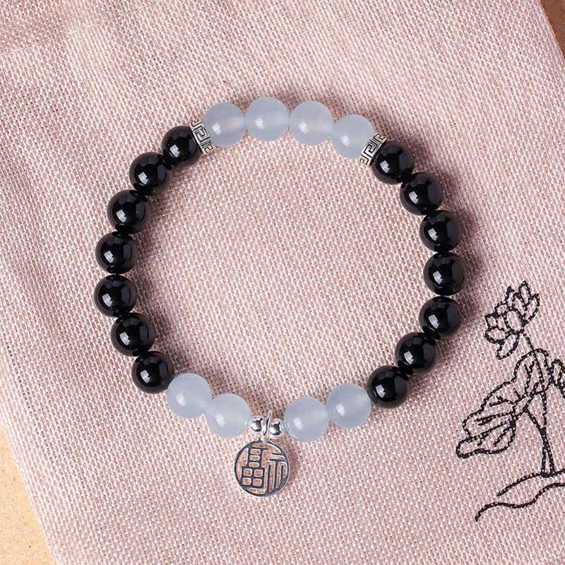 Buddha Stones Zwarte Onyx Fu karakter kralen Armband - image 13