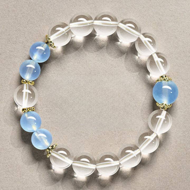 Buddha Stones Natuurlijke, heldere kwarts kralen, helende Armband - 10mm heldere kwarts aquamarijn (Polsomtrek: 16-17 cm) - image 8