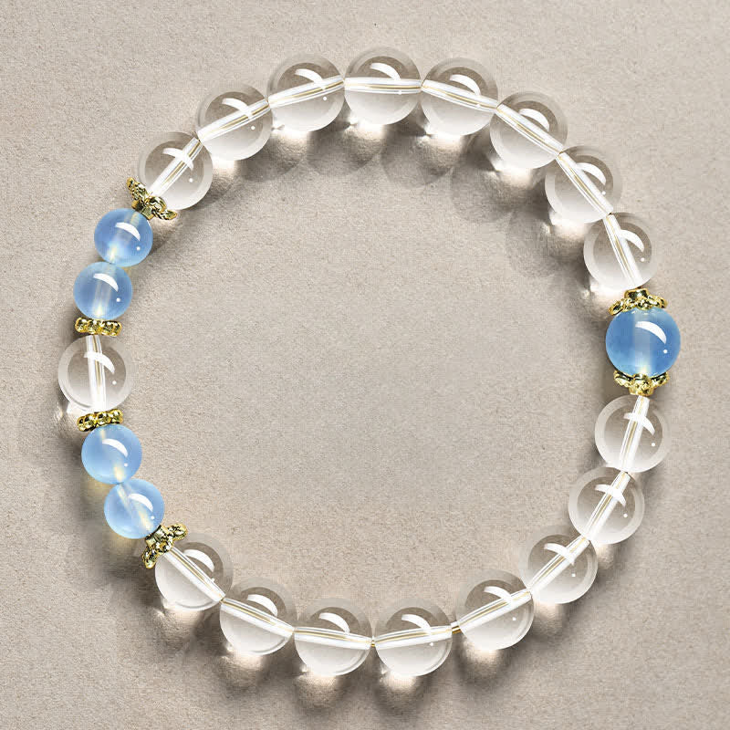 Buddha Stones Natuurlijke, heldere kwarts kralen, helende Armband - 8mm heldere kwarts aquamarijn (Polsomtrek: 15-16 cm) - image 7