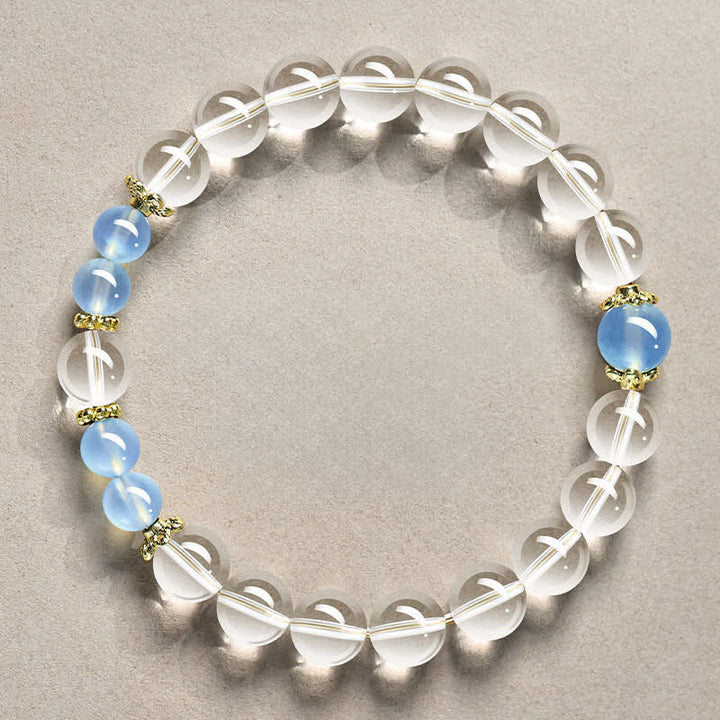 Buddha Stones Natuurlijke, heldere kwarts kralen, helende Armband - 8mm heldere kwarts aquamarijn (Polsomtrek: 15-16 cm) - image 7
