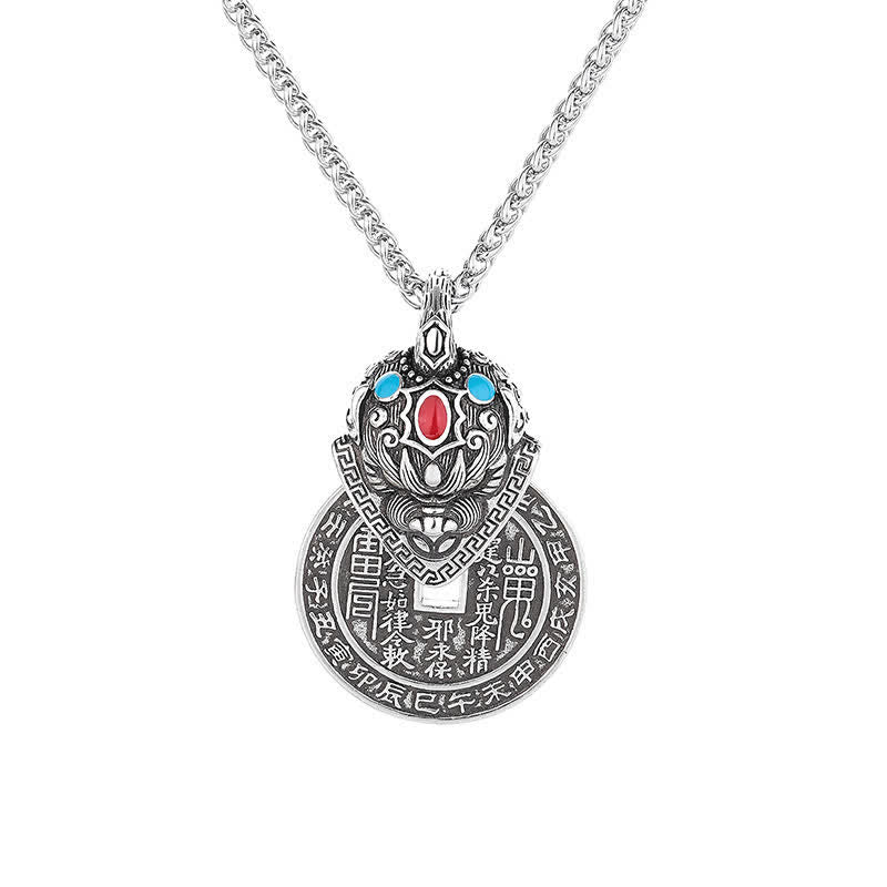 Buddha Stones Vintage Ketting met emaille, symbool voor de Chinese PiXiu-munt. - image 3
