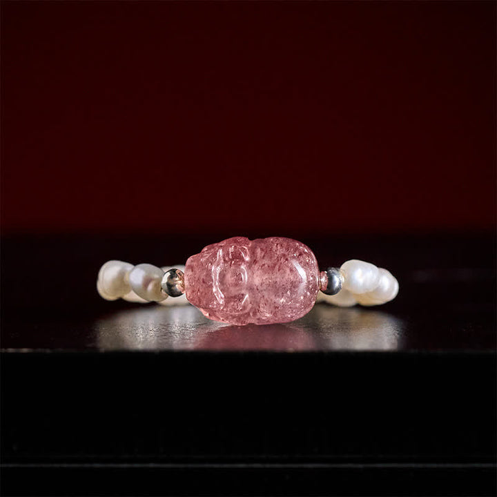 Buddha Stones 3 mm mini kralen natuurlijke maansteen toermalijn granaat parel aardbeikwarts PiXiu helende elastische Ring - image 23