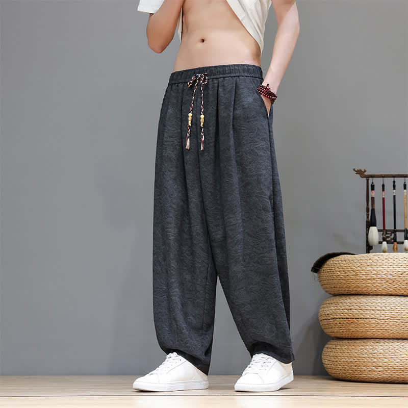 Buddha Stones Zomerse bohemian heren harembroek met Zakken - Zwart - US/UK/AU48, EU58 (6XL) - image 9