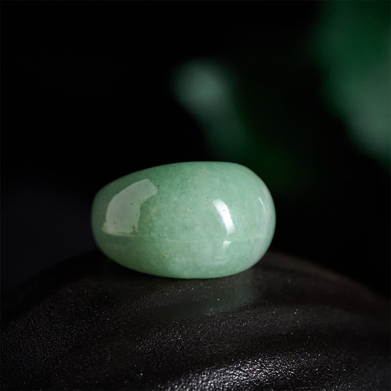 Buddha Stones Natuurlijke groene aventurijn brede Ring - image 1