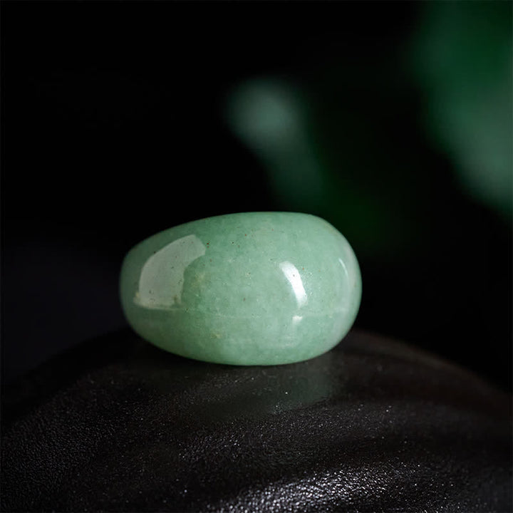 Buddha Stones Natuurlijke groene aventurijn brede Ring - image 1
