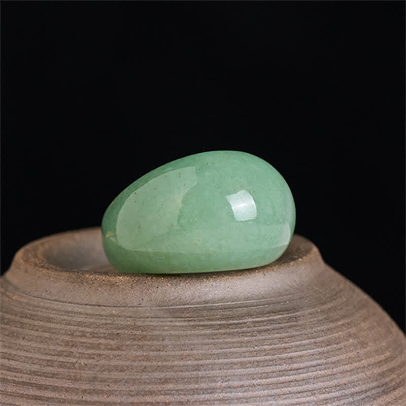 Buddha Stones Natuurlijke groene aventurijn brede Ring - image 2