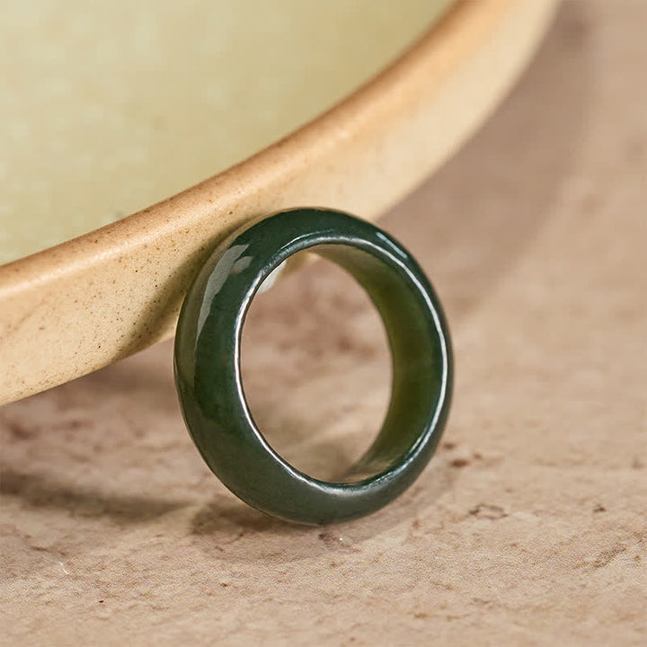 Buddha Stones Natuurlijke cyaan jade helende Ring - Natuurlijke cyaan jade (kleur kan variëren) - Ongeveer 22 mm - image 0