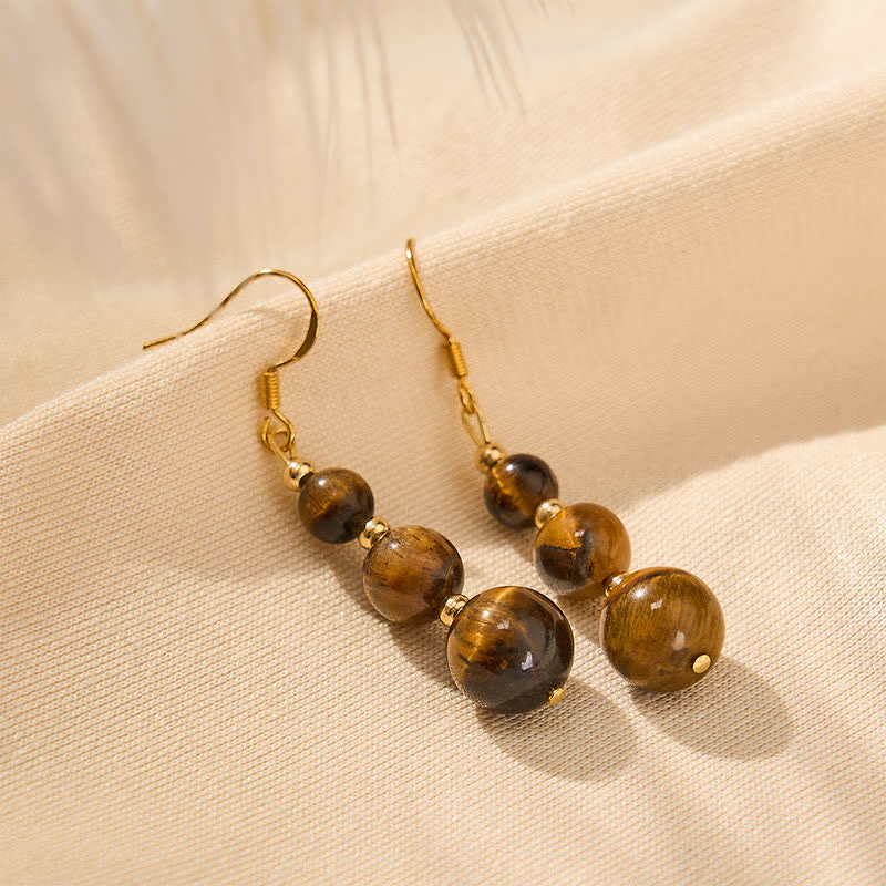 Buddha Stones Oorbellen met retro kralen van natuurlijke tijgeroog voor extra kracht. - image 2