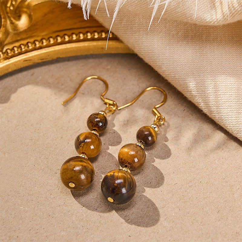 Buddha Stones Oorbellen met retro kralen van natuurlijke tijgeroog voor extra kracht. - image 3