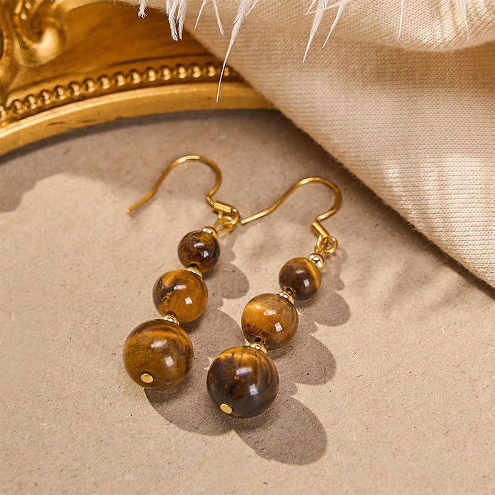 Buddha Stones Oorbellen met retro kralen van natuurlijke tijgeroog voor extra kracht. - image 3