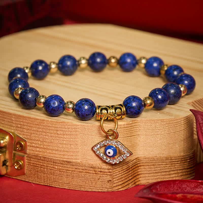 Buddha Stones Natuurlijke lapis lazuli Armband met het boze oog-effect - image 2