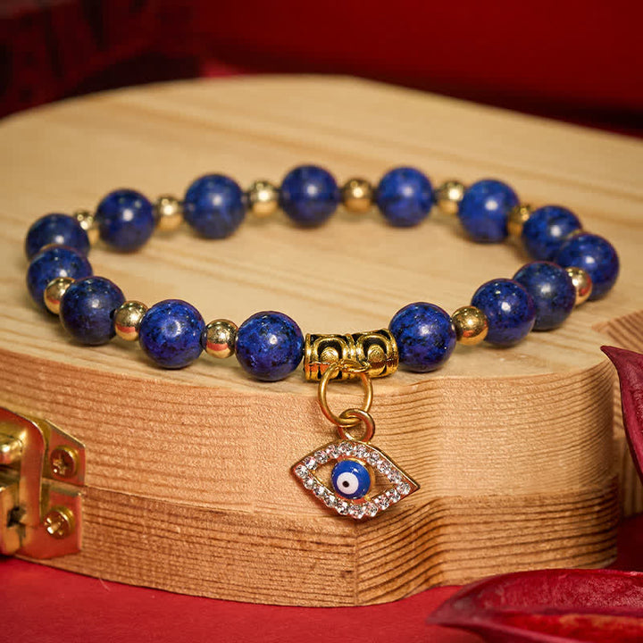 Buddha Stones Natuurlijke lapis lazuli Armband met het boze oog-effect - image 2
