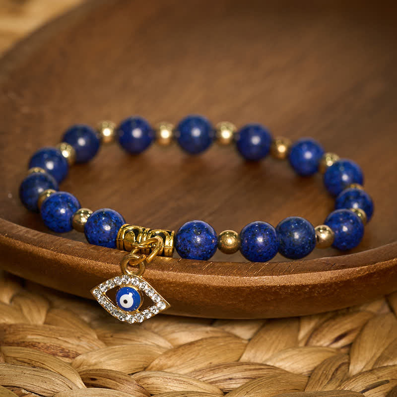 Buddha Stones Natuurlijke lapis lazuli Armband met het boze oog-effect - Lapis lazuli (Polsomtrek: 15-16 cm) - image 0