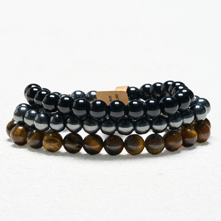 Buddha Stones Tijgeroog Hematiet Zwarte Onyx Kralen Armband - image 4